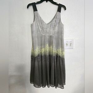 Mint Velvet Sheer Dress Sleeveless Size 6 In Gray And Yellow